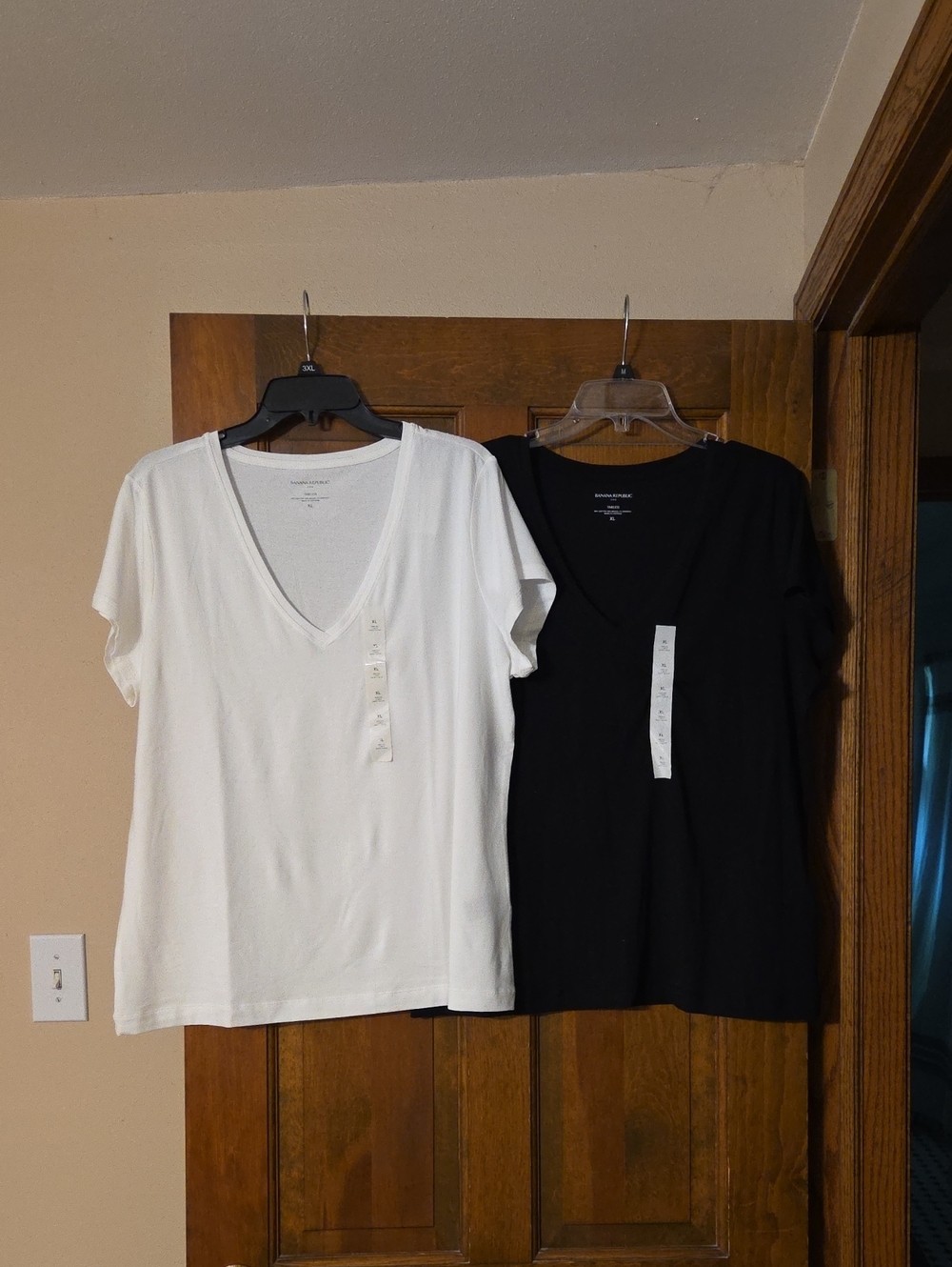 Banana Republic Timeless Tees, Classic V-Neck Women's Tee - White and Black
